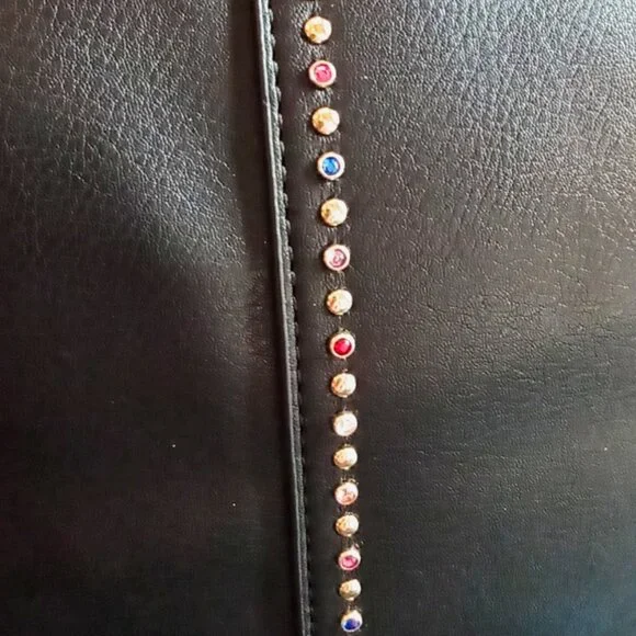 INC International Concepts Huw Gold Bangle Black Leather Jeweled Crossbody NWT - Picture 7 of 16